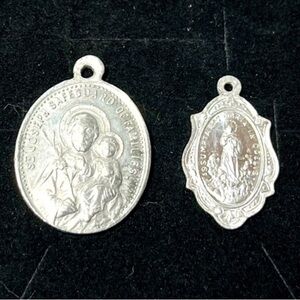 Silver religious charms. Vintage. Christopher